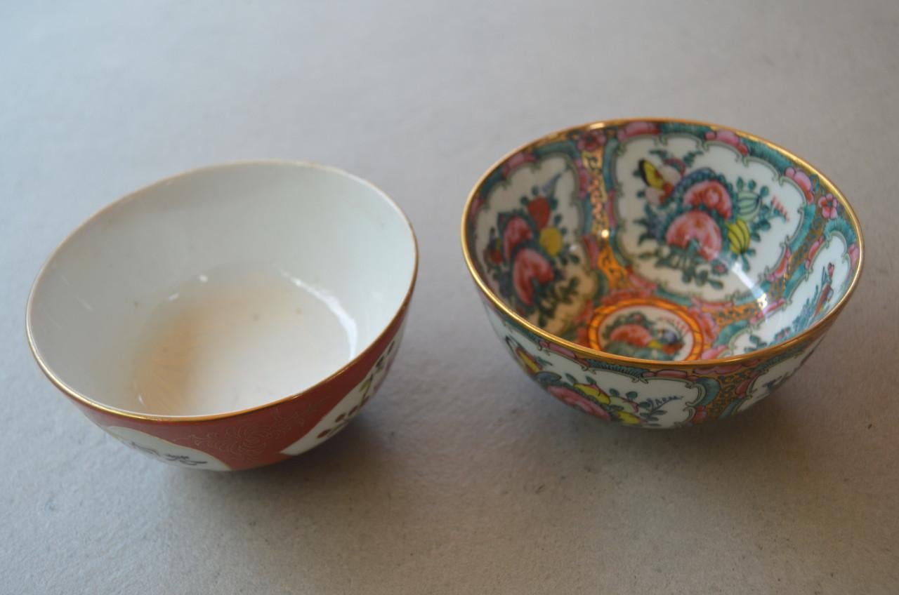 4 Chinese rijst/theekommetjes/schoteltjes