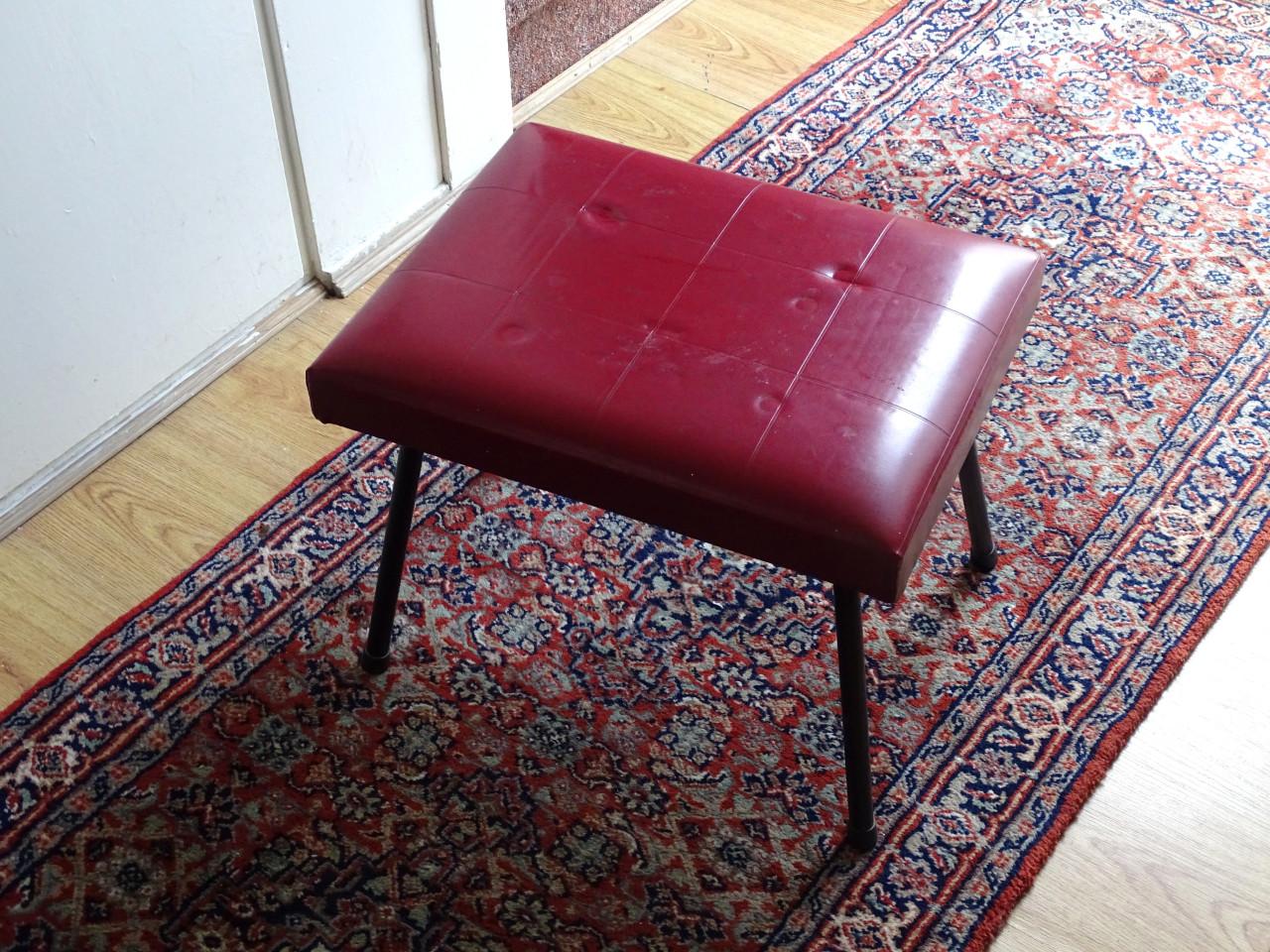 Vintage Kruk of Voetenbank Kunstleer