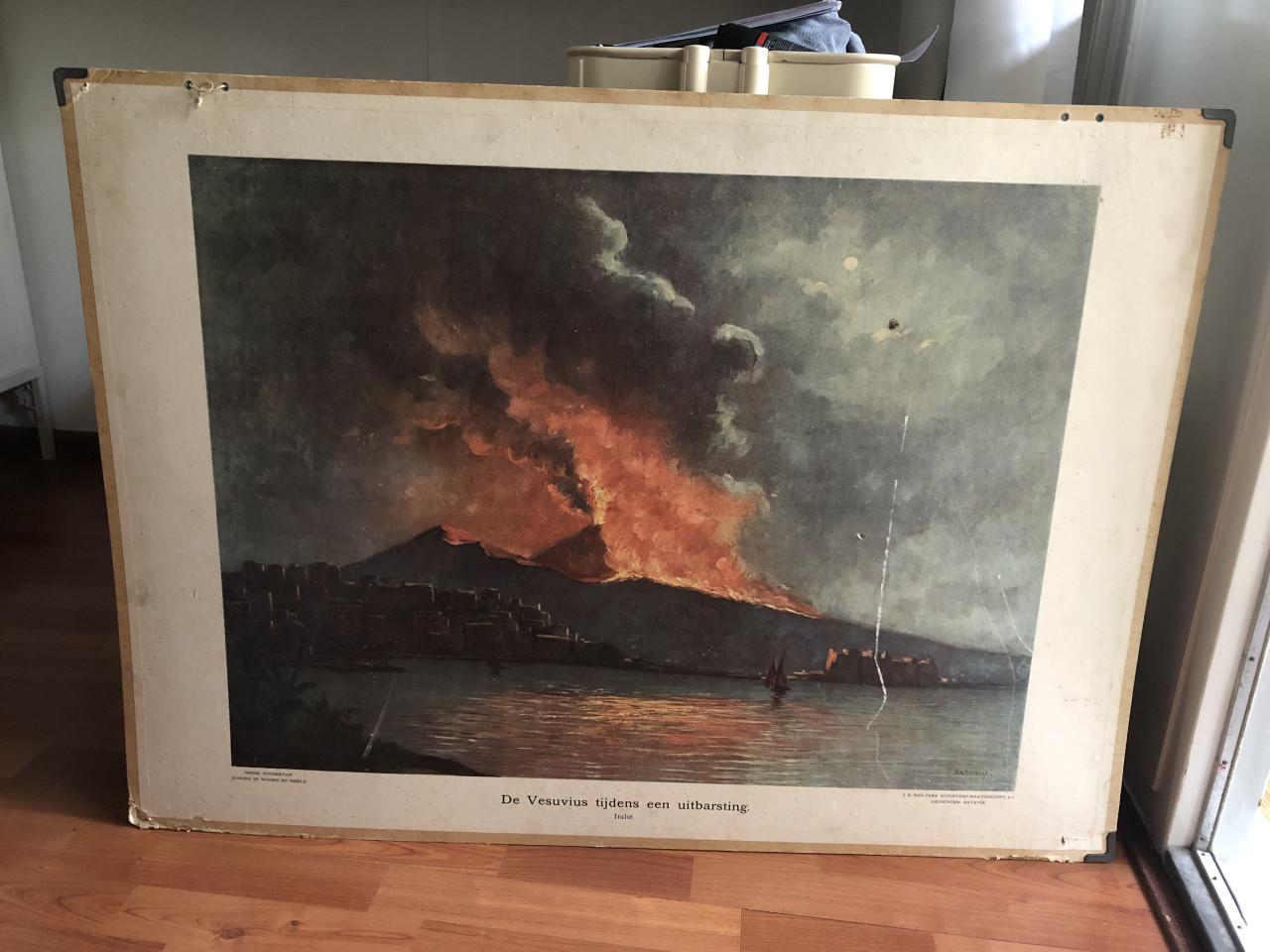 Wandplaat "De Vesuvius tijdens een uitbarsting"