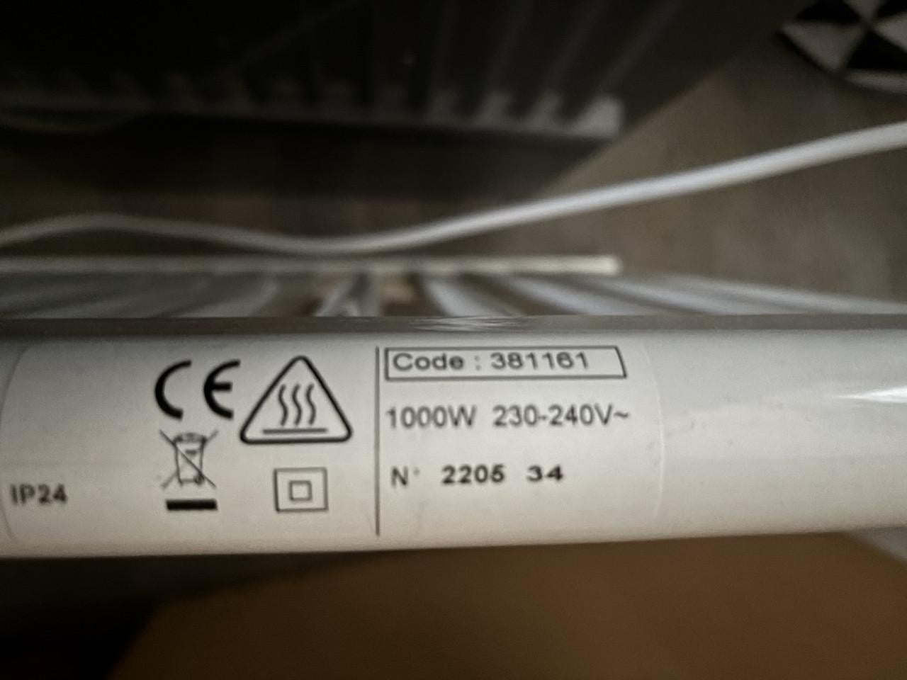 Elektrische handdoekradiator 1000 Watt 170x55cm