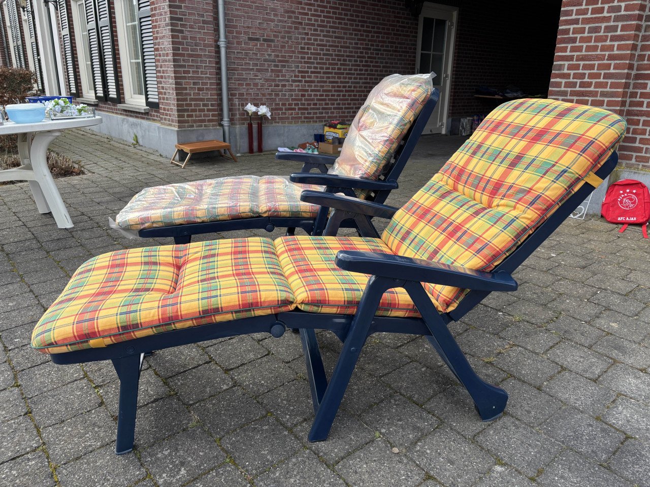 Ligstoelen, 2 stuks, inclusief kussens