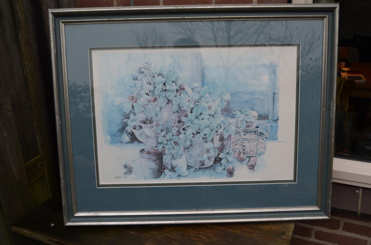 Grote litho Coraline Bäcker gesign. genummerd, gedateerd