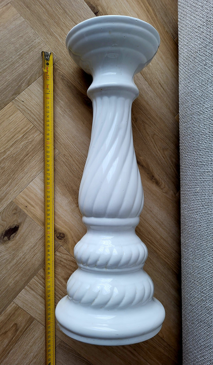 Vintage brocante witte planten zuil van keramiek