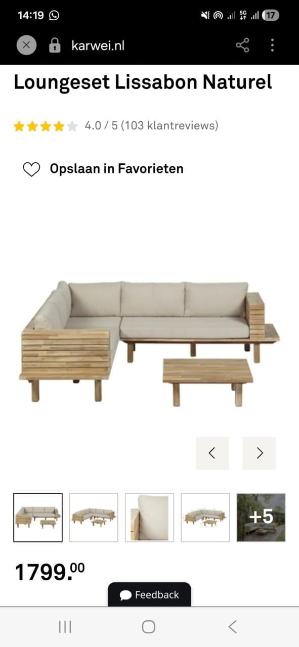 Houten Loungeset 250 x 250 cm (Bezorging mogelijk)