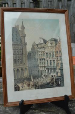 Belgische lithografische prenten van gebouwen (1)
