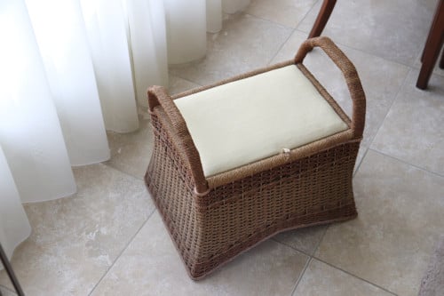 VIntage (touw )opbergmand tevens zitplaats
