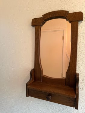 Eiken houten spiegel en kapstok