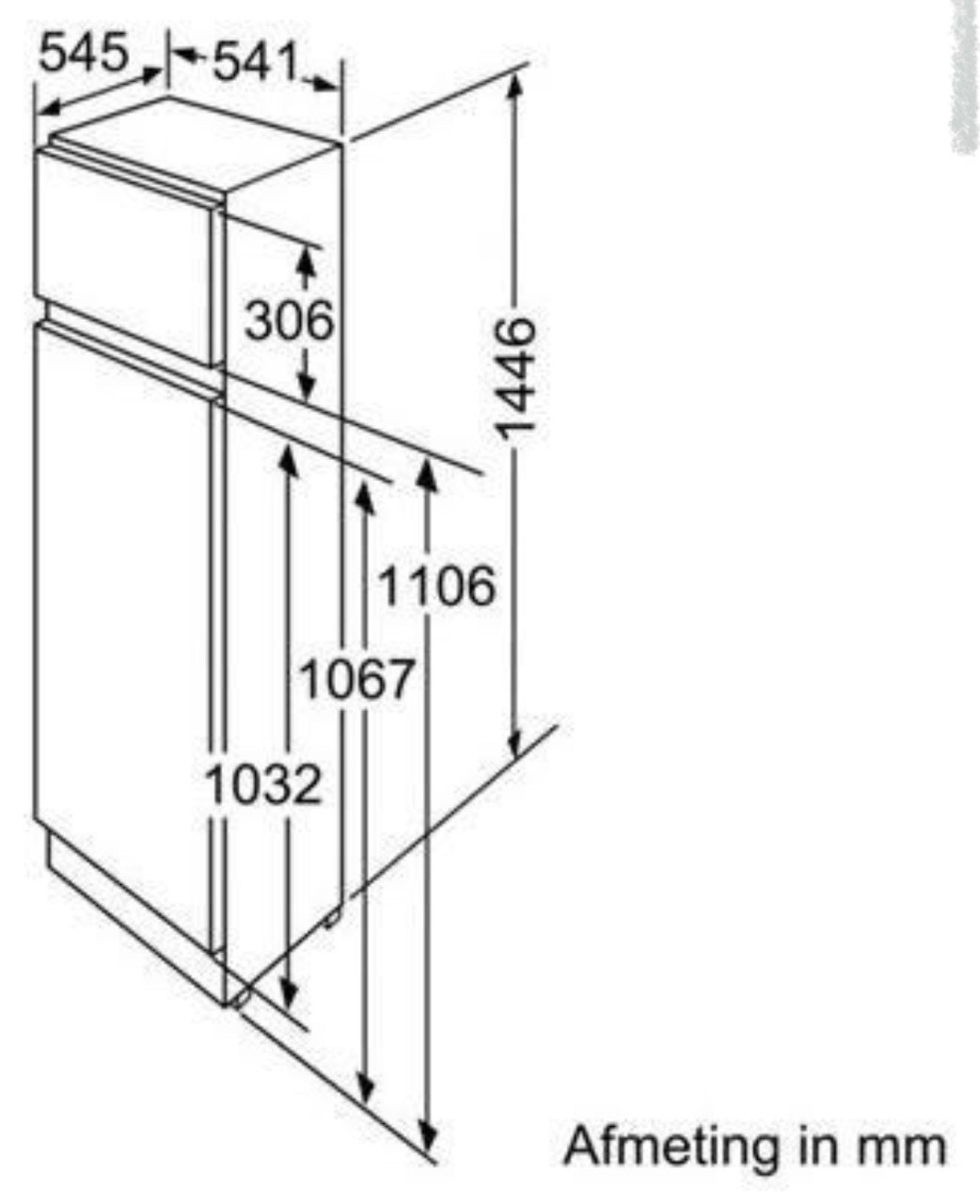 Siemens inbouw koel vries combinatie koelkast vriezer 145x54