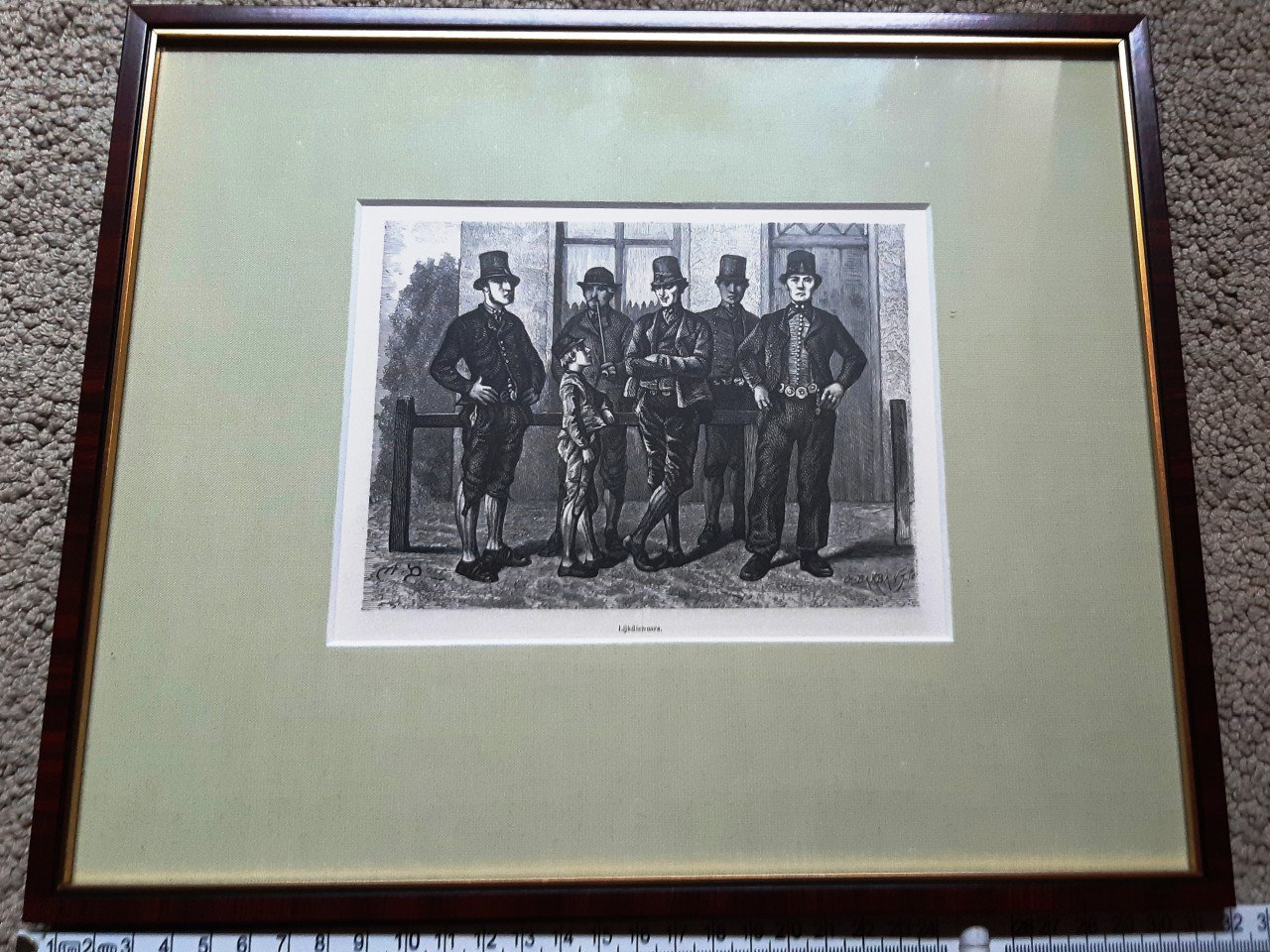 Zeeland houtgravure 1875 mannen in klederdracht