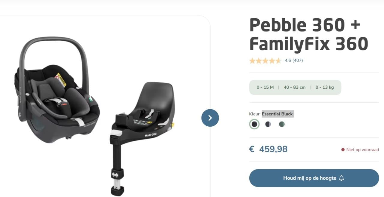 Maxi-Cosi  Pebble 360 autostoel + FamilyFix 360 Essential Black