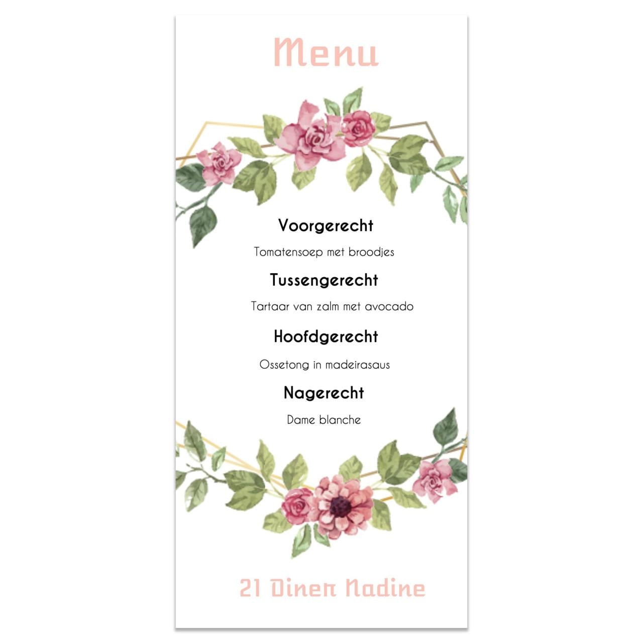 Menu kaart - 21 diner kaart