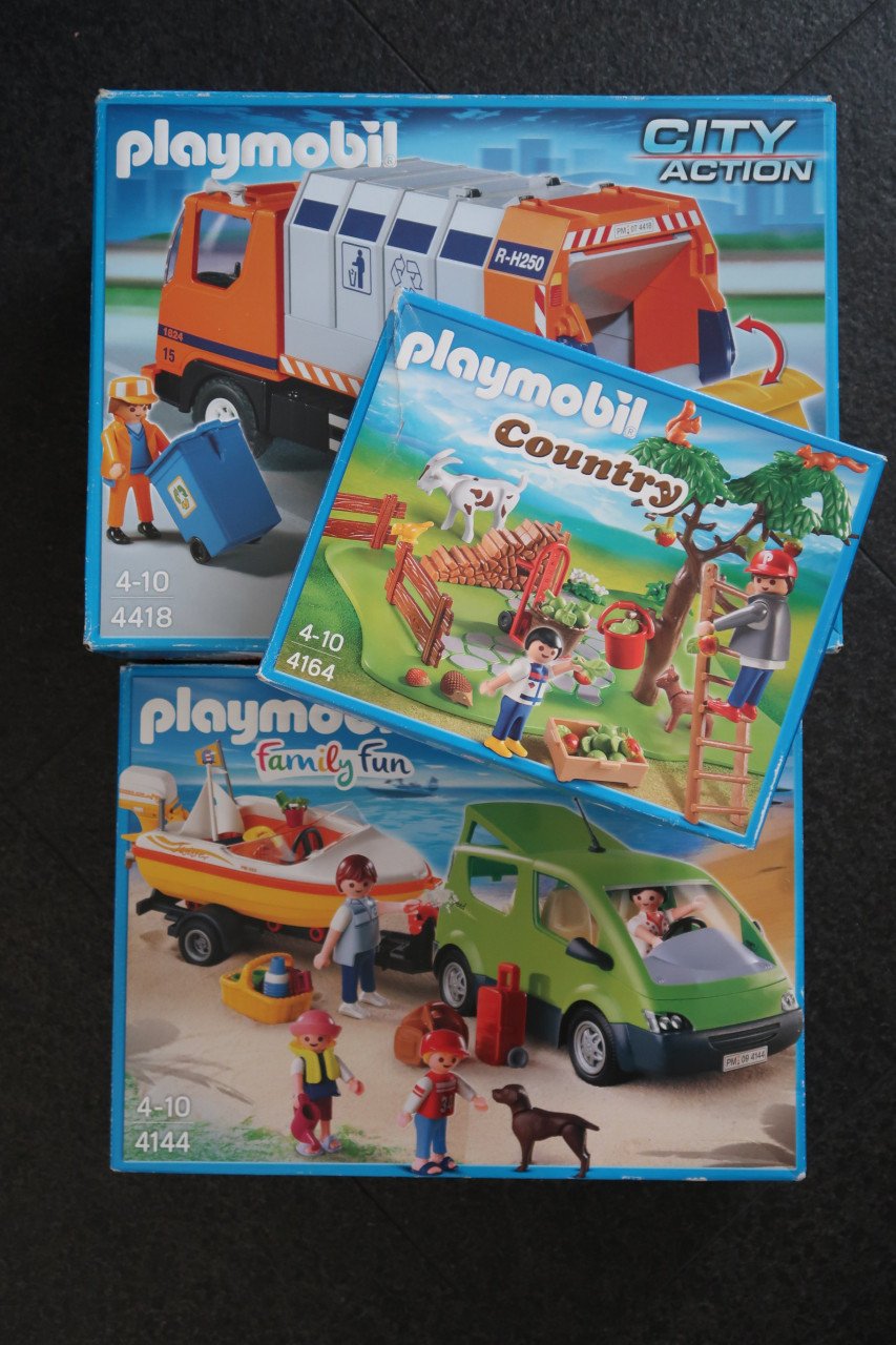 Complete sets playmobil, gezinsauto met speedboot, appeloogst, Princess