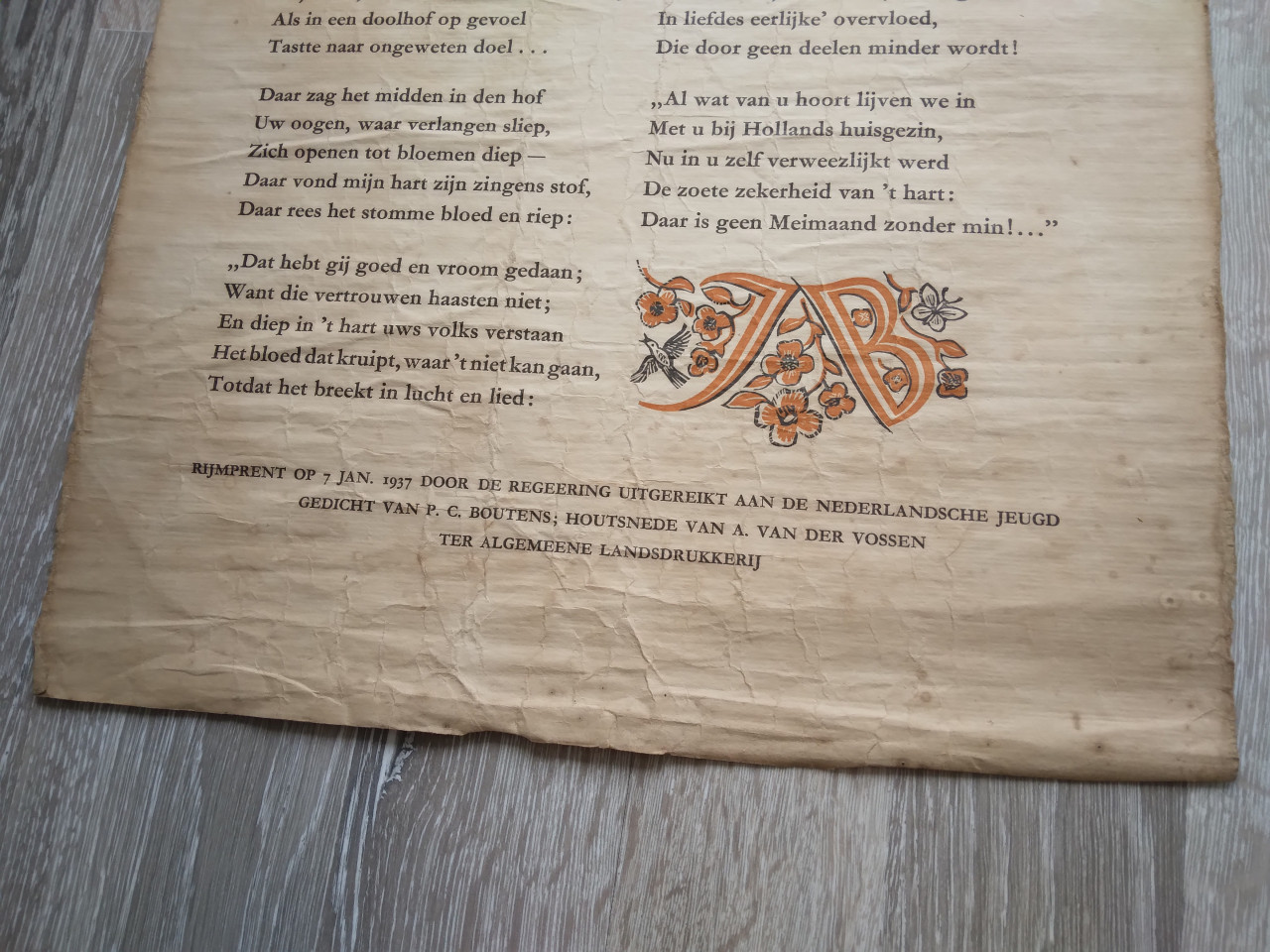 Rijmprent uit 1937