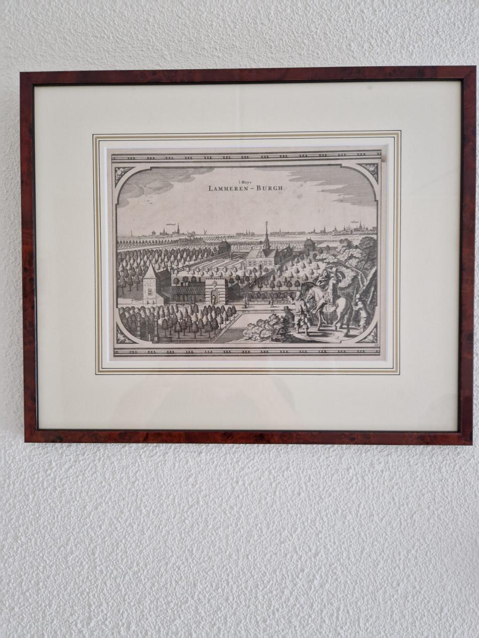 Originele kopergravure Vlissingen ’t Huys Lammeren-Burgh, omstreeks 1670