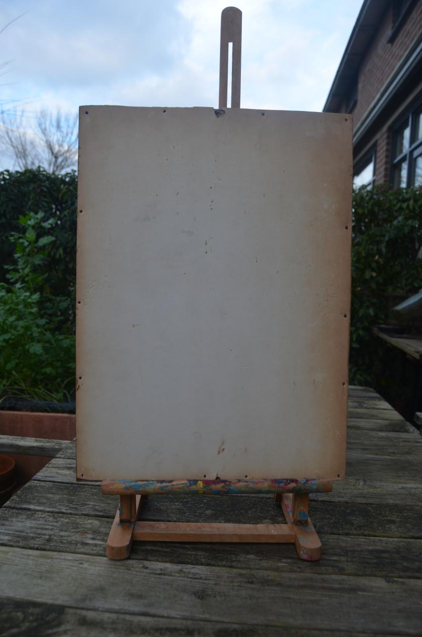 Aquarel Vissersboten/Stadhuis Veere gesign. gedat.