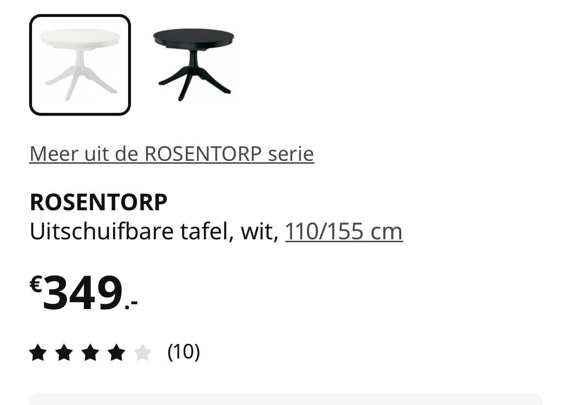 Uitschuifbare eettafel wit