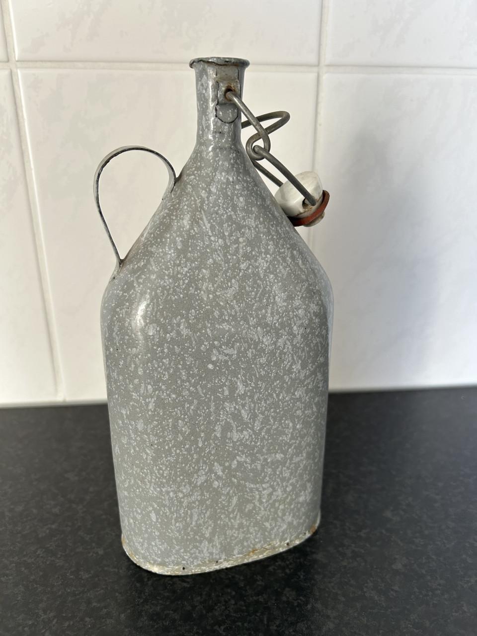 Grijs gewolkte veldfles/waterfles Emaille