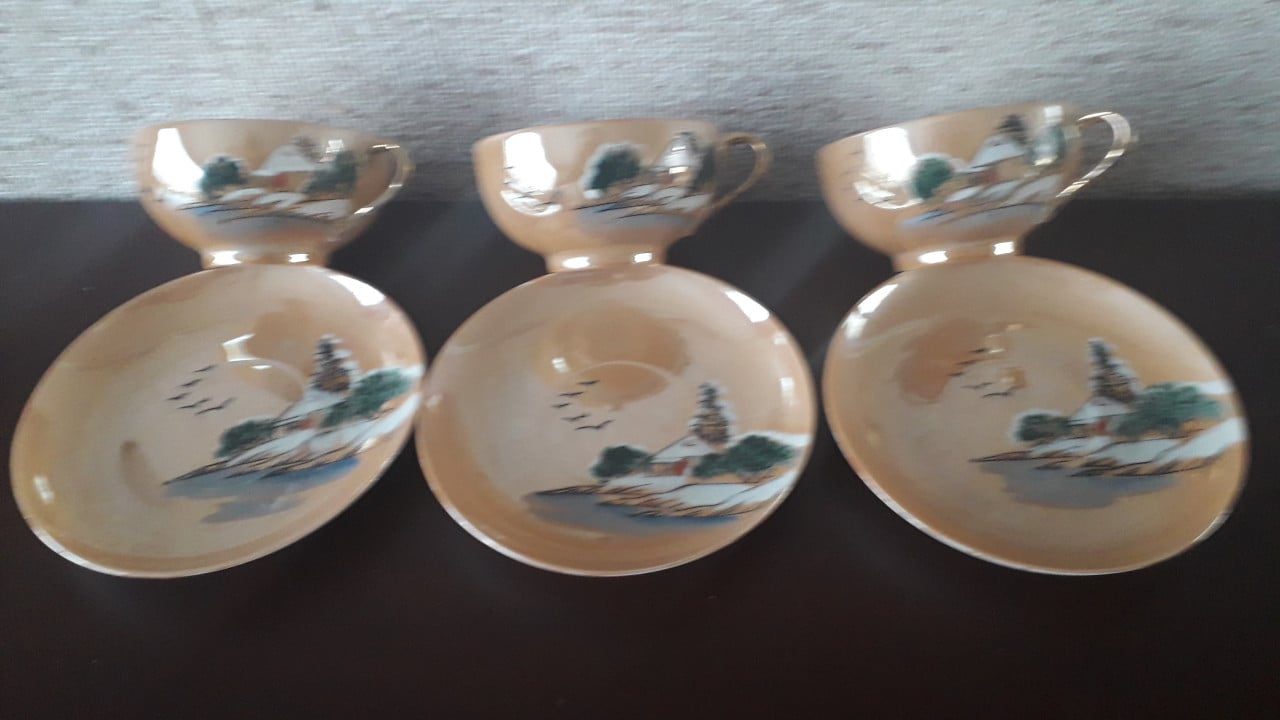 Japans blauw-bruin servies