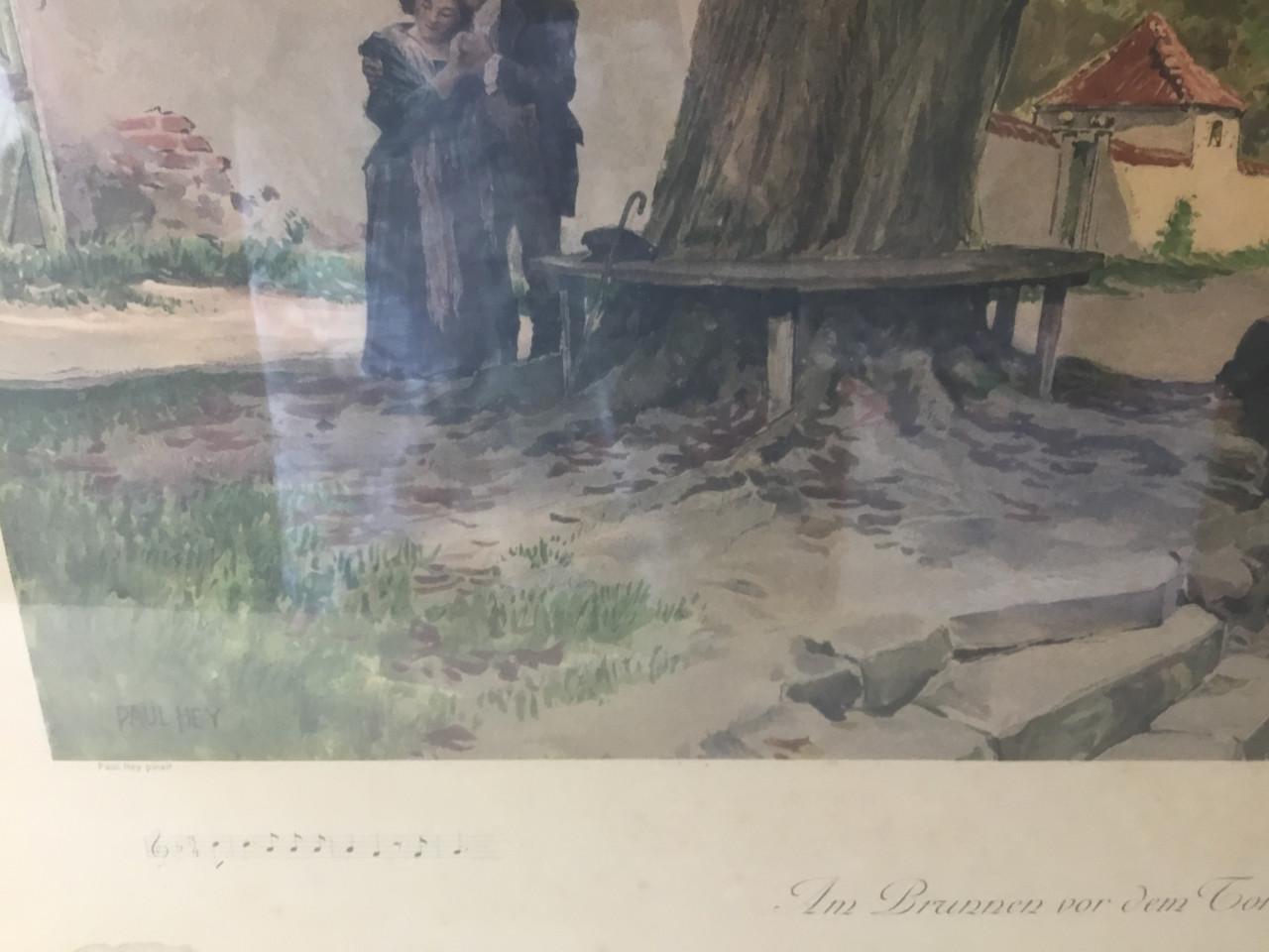 Lijst met landelijk plaatje achter glas.