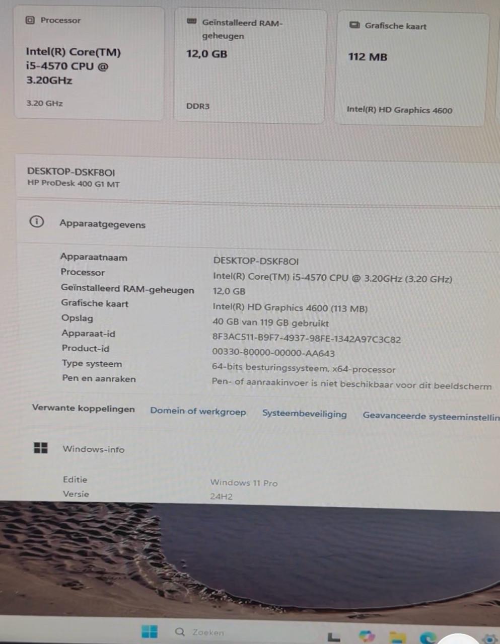 Complete set HP PC / Intel Core i5 / 12GB ram / Windows 11 /