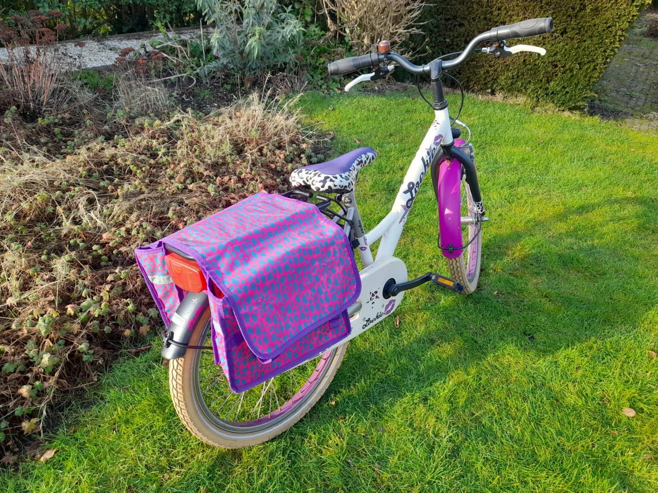 Z.g.a.n. Loekie meisjesfiets met bijpassende fietstassen (20 inch)