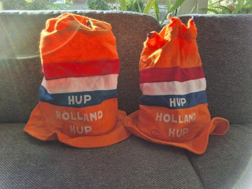 Oranje hoed met geluid 2x