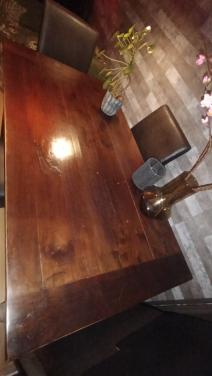Mooie donkerbruine eettafel – 161 × 85 cm
