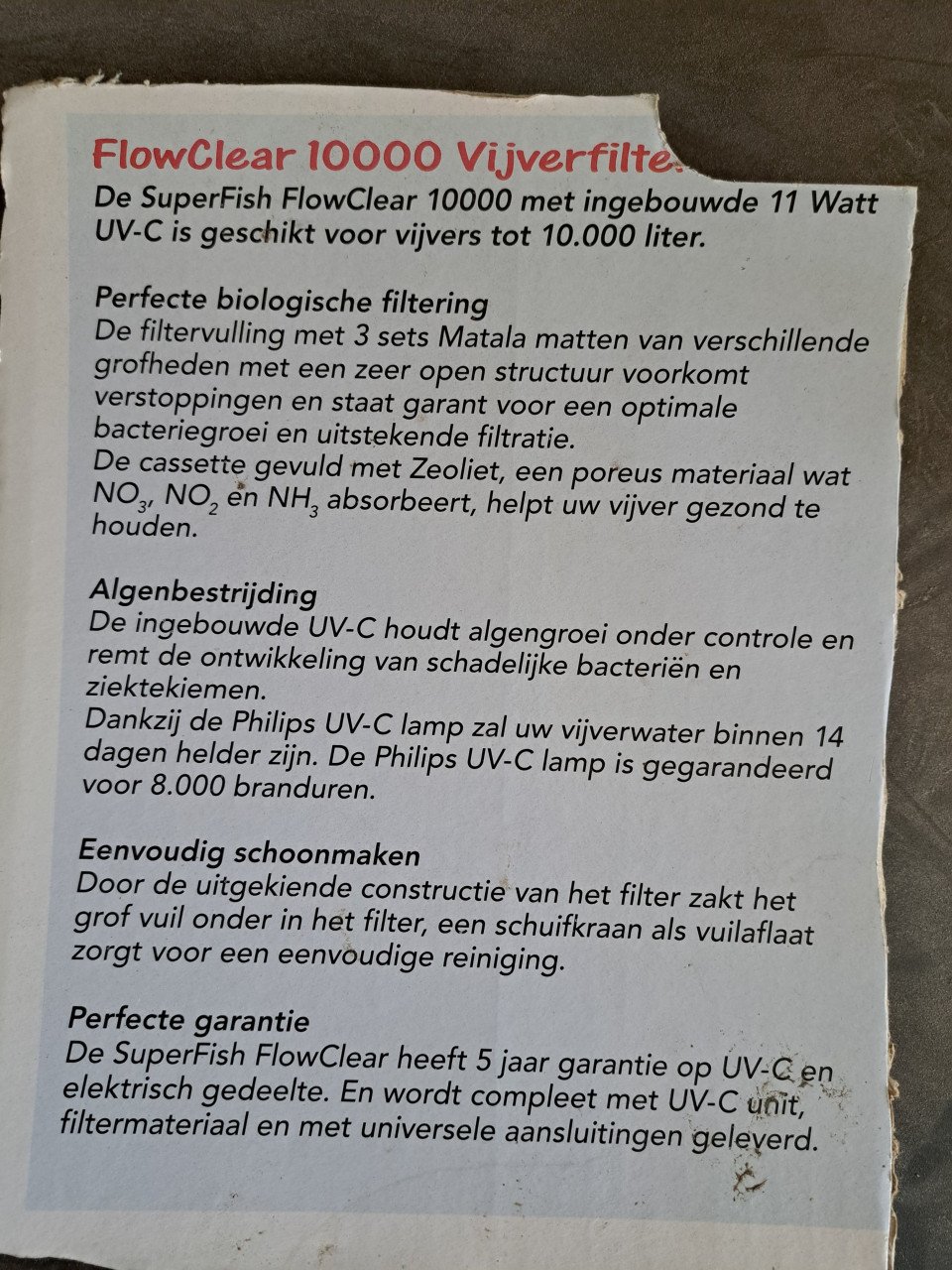 Vijfer filter en pomp