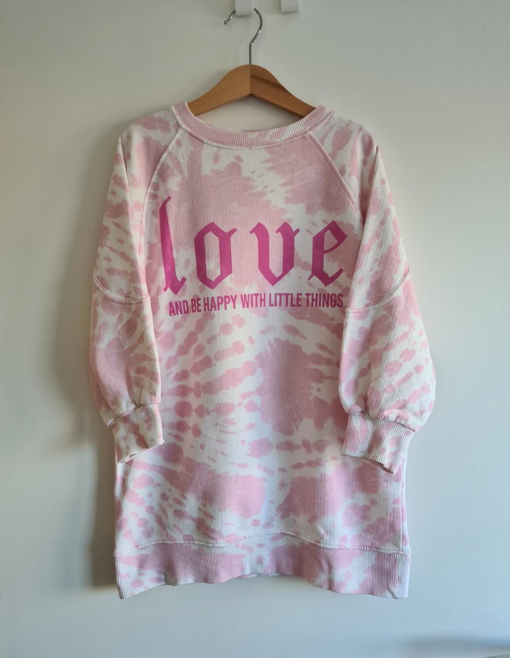 Zara roze/witte sweater jurk  Maat 128