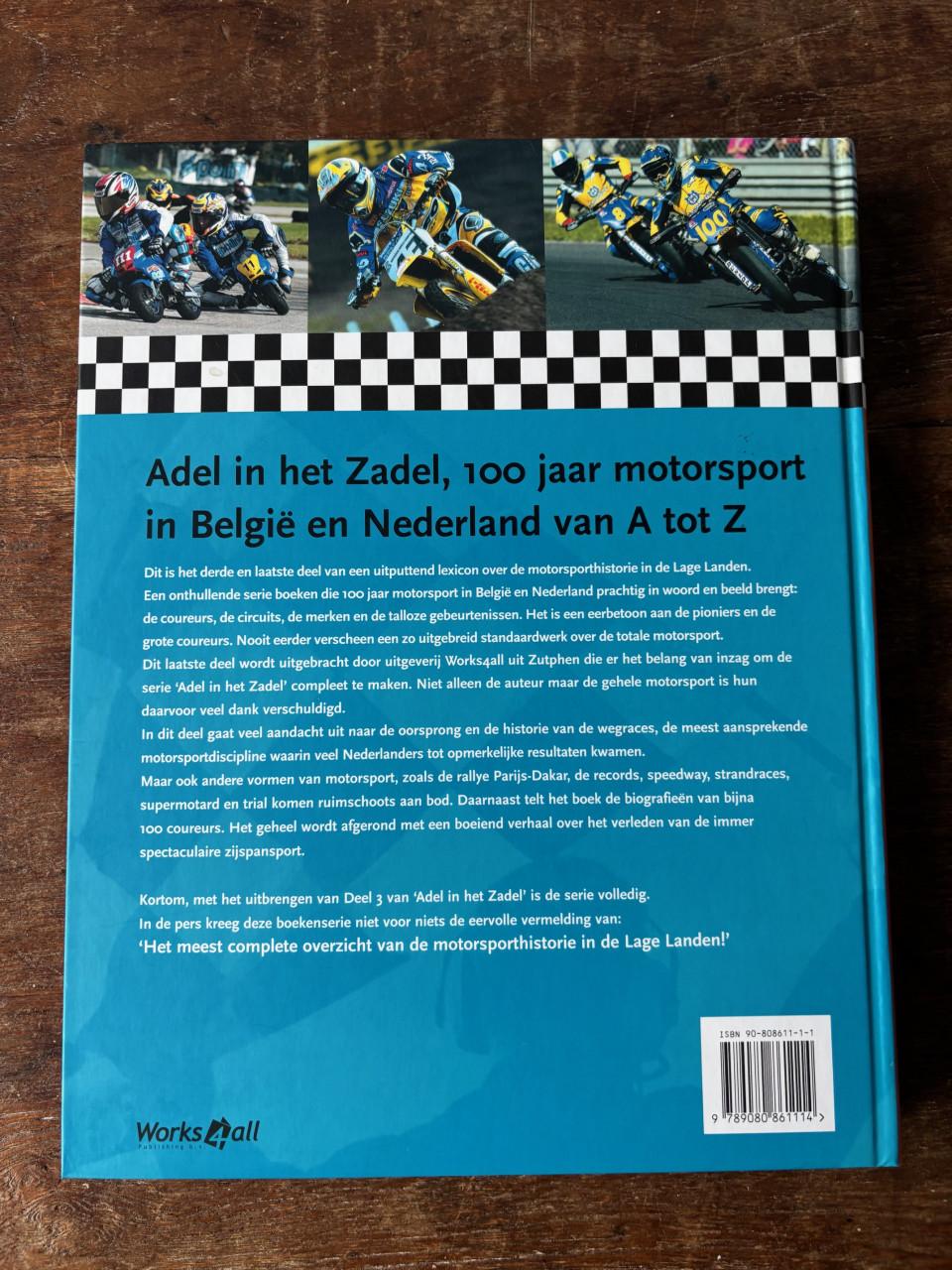 Set van 3 motorsport boeken Adel in het Zadel over geschiedenis motorsport