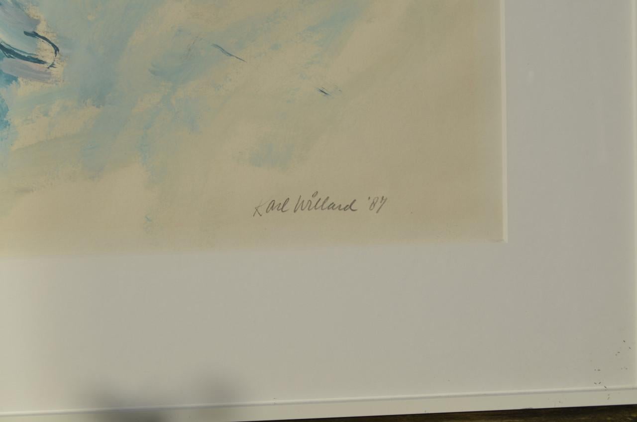 Groot schilderij Karl Willard 'De Schaatser' 1987