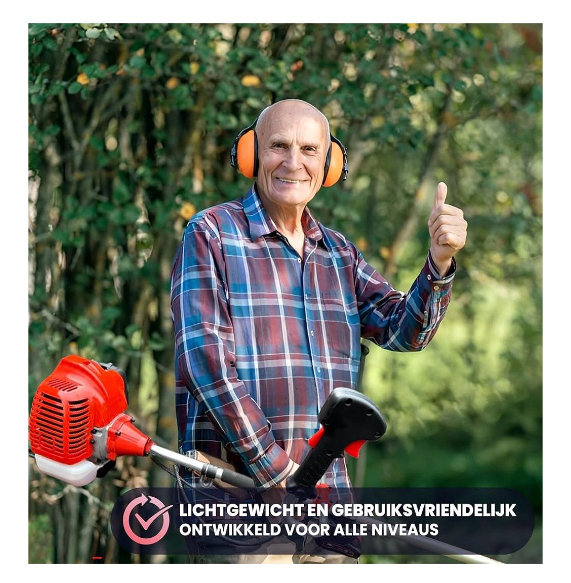 Bosmaaier inclusief gras trimmer en onkruid borstel