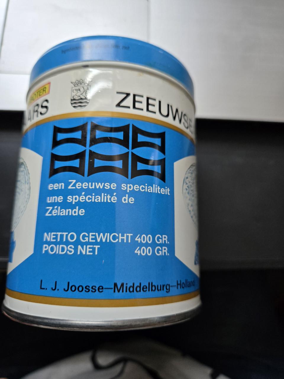 Blik Zeeuwse Roomboter Babbelaars,  H11.5 Ø 9cm L.J. Joosse
