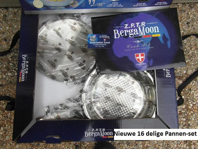 PANNEN UITZET RVS 16 delig NIEUW voor gas-inductie-keramische plaat+elektra