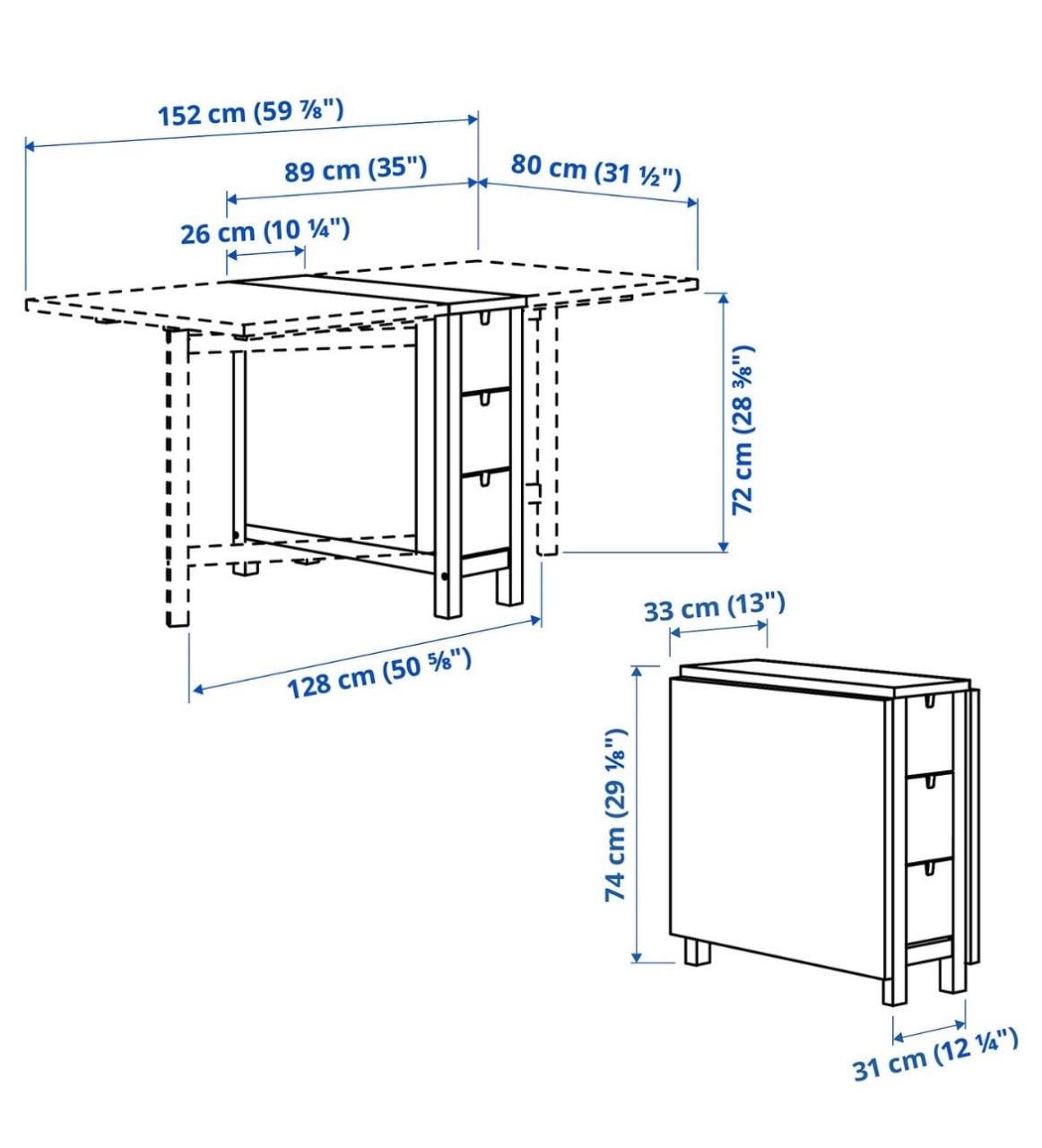 IKEA NORDEN bureau / klaptafel met lades