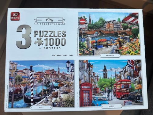 Drie KING puzzels 1000 stukjes (Amsterdam, Venetië en Londen)