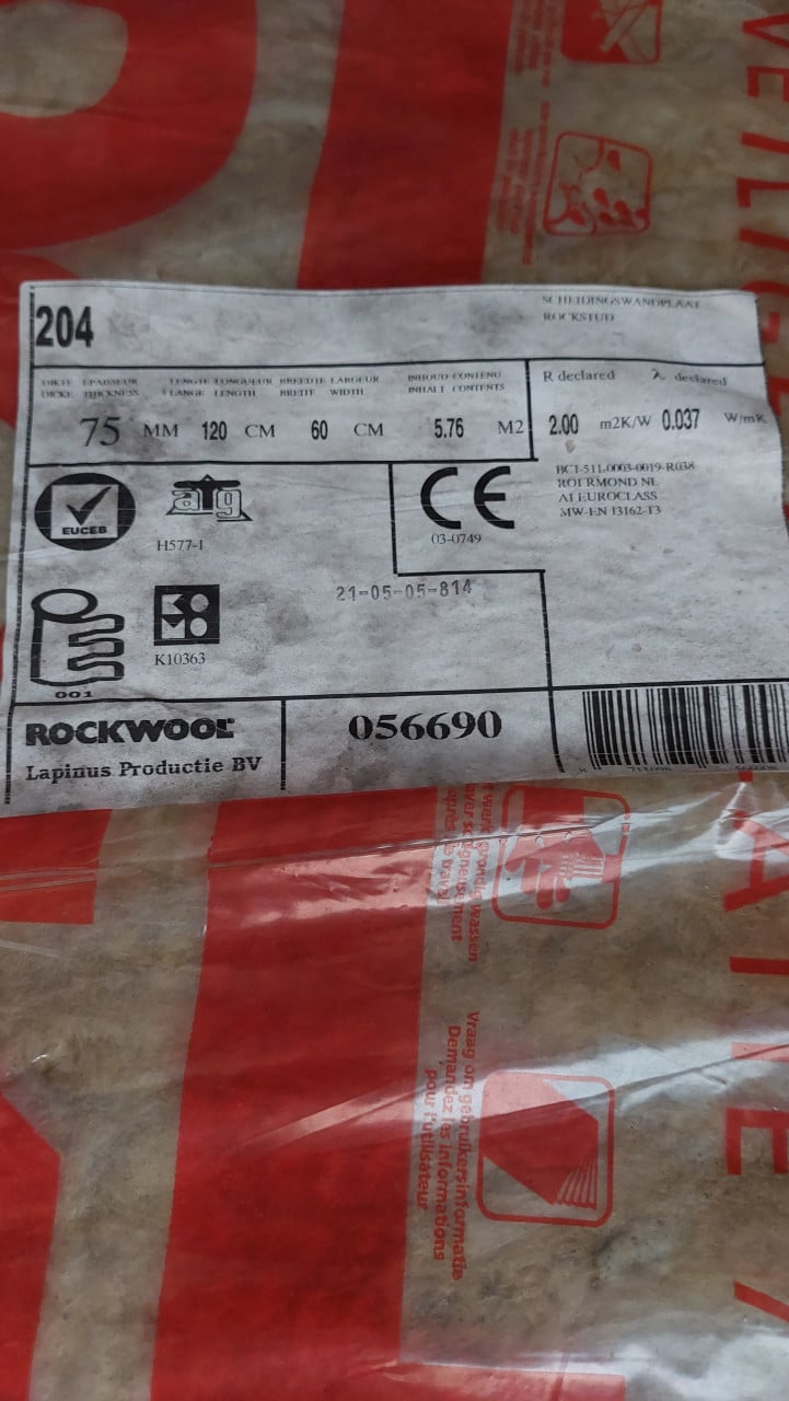 Rockwool steen wol 75 mm 8 m2