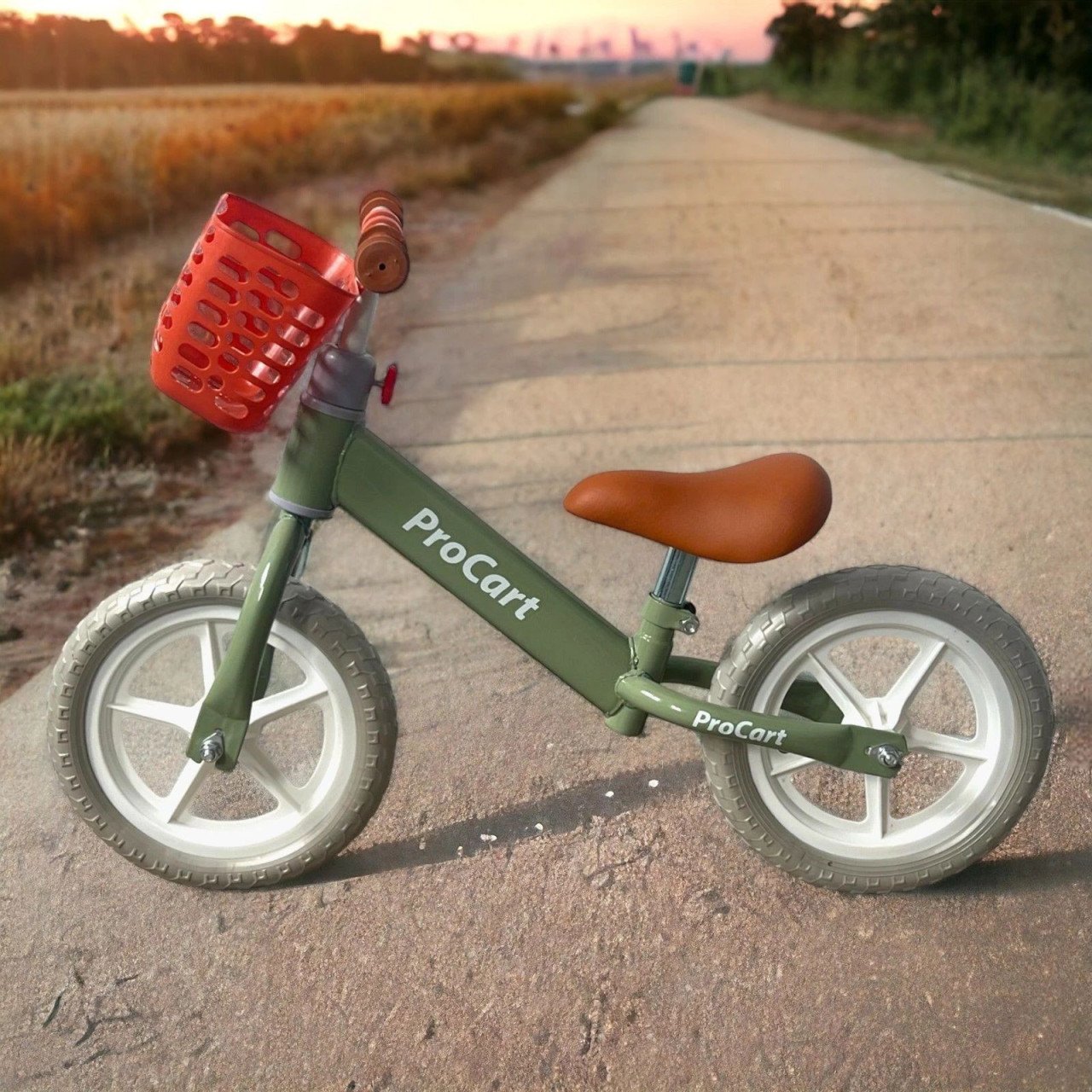 Procart loopfiets in roze, groen en wit