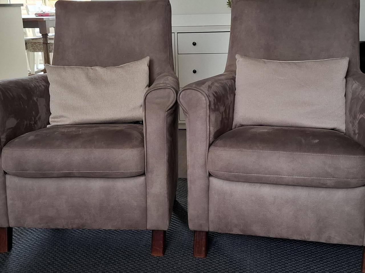 2 suède leer fauteuils