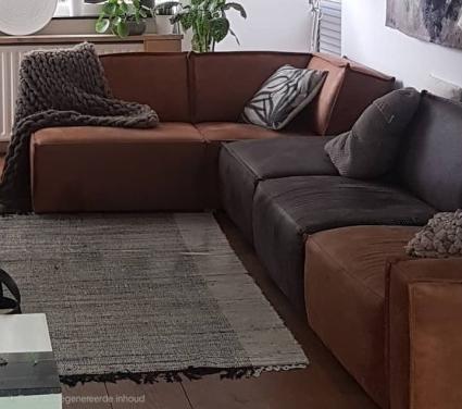 Modulaire hoekbank cognac en antraciet
