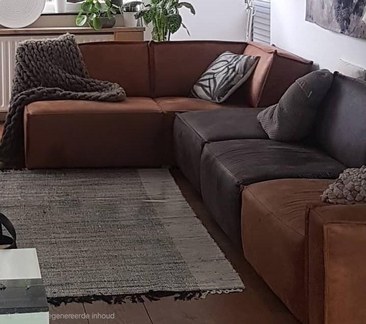 Modulaire hoekbank cognac en antraciet