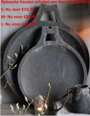 Robuuste houten schalen van aura peeperkorn