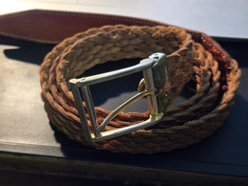 Gevlochten bruine leren riem van het merk Magama, 110cm