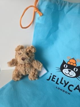 Bartholomew bear bag charm sleutelhanger met Jellycat labels