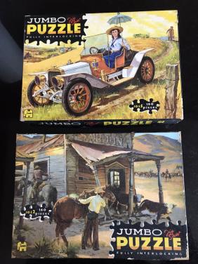 2x vintage legpuzzel 160 stukjes Jumbo Jigsaw