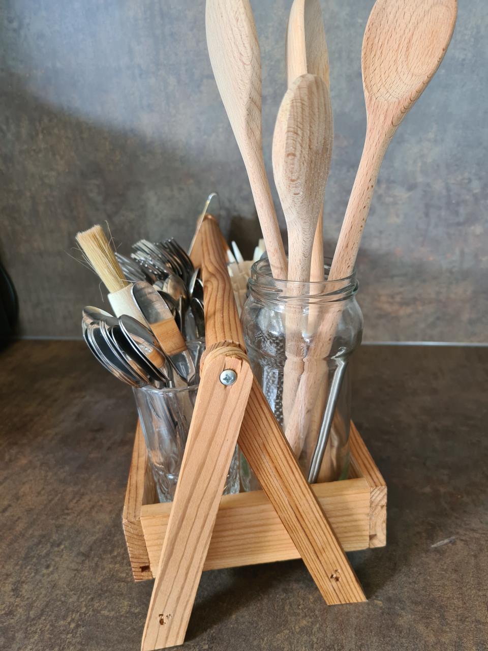 Houten gruttersbak / aanrecht rekje  38X15X18 cm