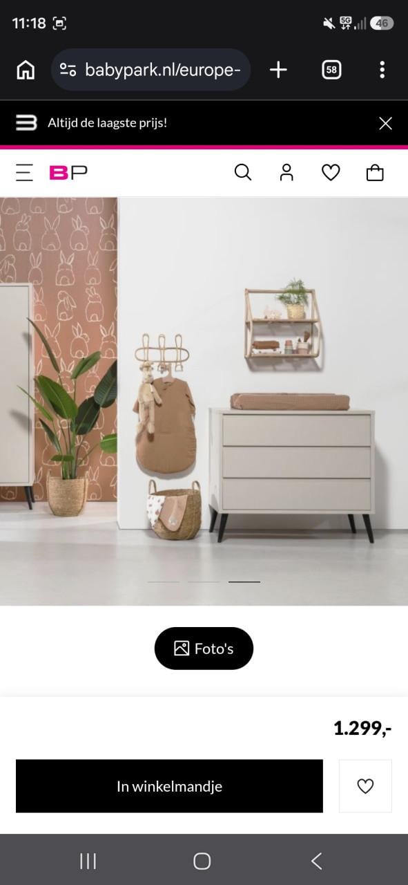 Ledikant+commode (evt kast)