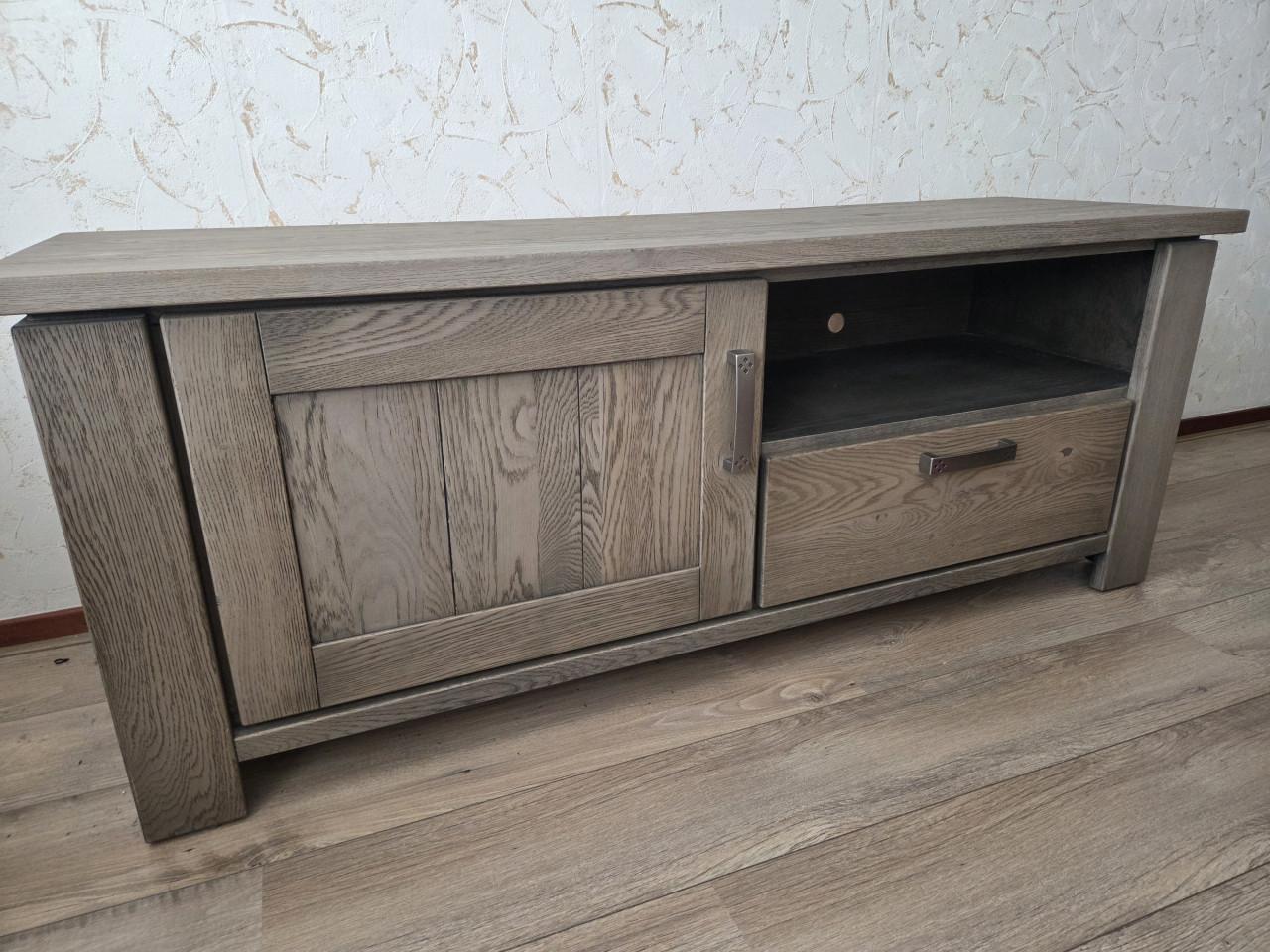 Eiken tv-kast grijs/bruin