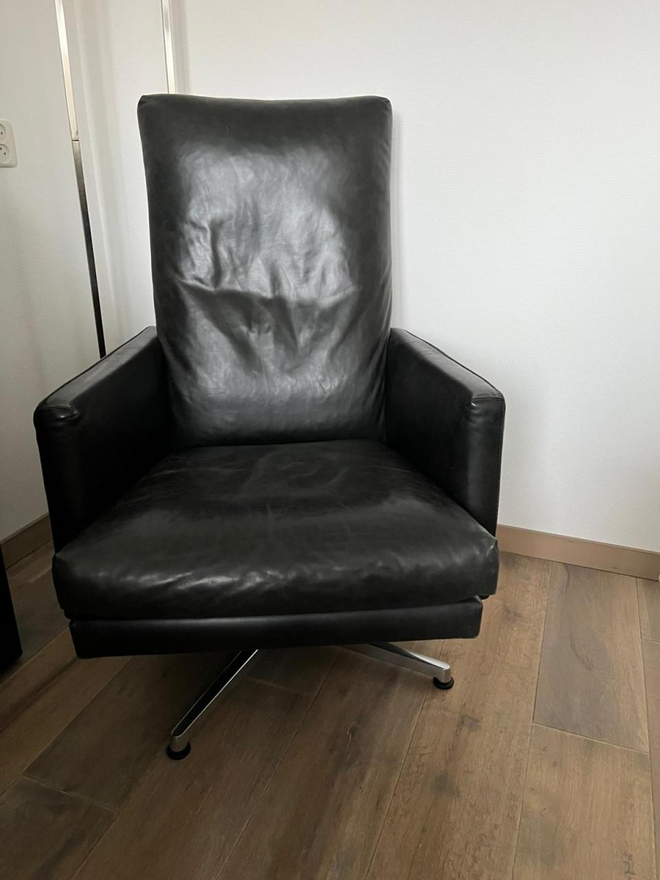 Zwart leder relax fauteuil