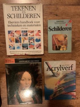 Te koop; boeken leren schilderen schildercursus aquarel leonardo davinci